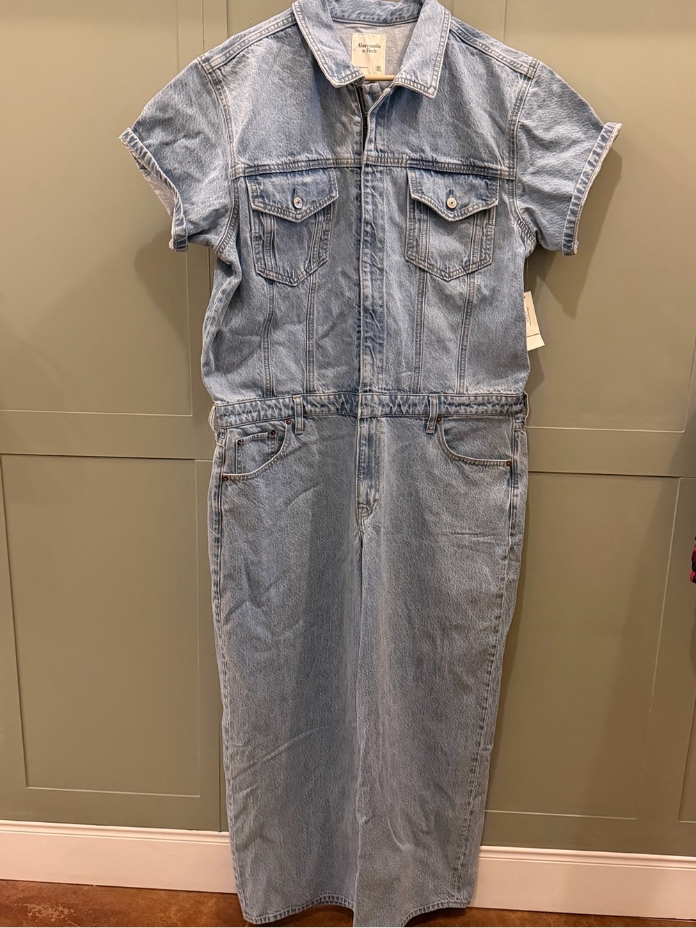 Abercrombie & Fitch Light Wash Denim Jumpsuit